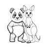 Coloriage ANIMAUX MEILLEURS AMIS panda kangourou