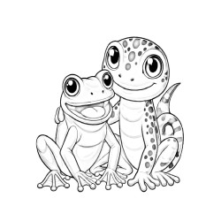 Coloriage ANIMAUX MEILLEURS AMIS grenouille gecko