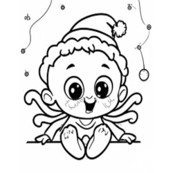 Coloriage bébé Noel  Coloring page Baby Santa Claus Christmas