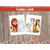 Coloriage ANIMAUX AMOUR DE FAMILLE lion dragon