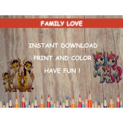 Coloriage ANIMAUX AMOUR DE FAMILLE téléchargez, imprimez et coloriez !