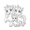 Coloriage ANIMAUX AMOUR DE FAMILLE licorne