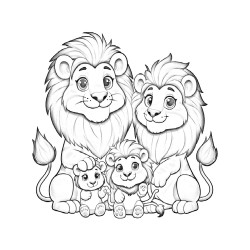 Coloriage ANIMAUX AMOUR DE FAMILLE lion