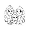 Coloriage ANIMAUX AMOUR DE FAMILLE singe